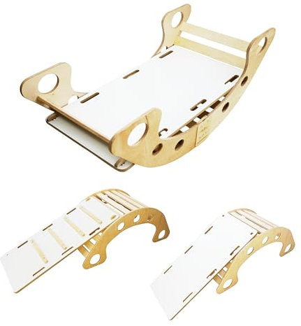 Skyline Kletterbogen Kinder Indoor Bogenwippe Holz MDF | Handgemachte Holzwippe zum Klettern | Bogen nach Pikler Kletterdreieck Montessori Wippe Kleinkind Klettergerüst Naturholz Groß (Natürlich)