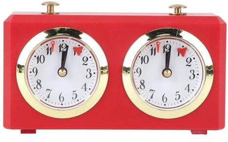 Mechanische Schachuhr, analoge Vintage-Schachuhr mit großen Zifferblättern, Aufziehmechanismus für Weiqi-Wettbewerbe (Red)