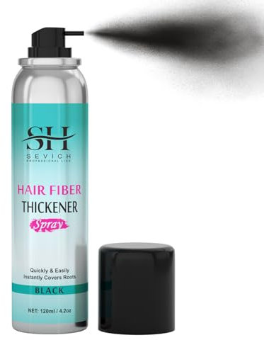 Sevich Hair Fiber Spray – Instant Hair Thickening Powder per uomini e donne, fibre per capelli sottili, impermeabile, resistente al sudore, aspetto naturale, 120 ml, nero