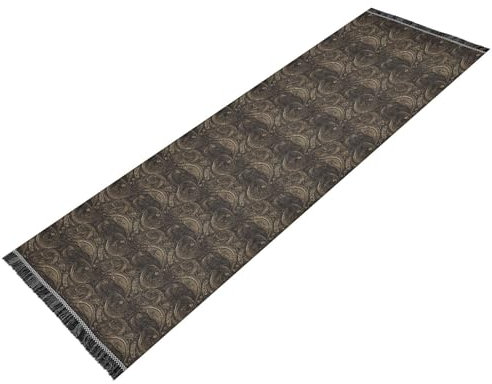 Alfombra de pasillo de metal vintage dorado, lavable, antideslizante, con borlas, para cocina, dormitorio, sala de estar, decoración del hogar, alfombras para la cocina