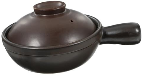 DONFAMDS Cazuela De Barro Con Asa Resistente Altas Temperaturas Para Cocinar Sopas Arroz y Guisos Utensilio De Cocina Tradicional Portátil y Fácil De Limpiar Compatible Con Fuego Abierto