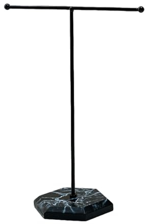Necklace Stand and Earring Holder, Jewellery Display, Black, 25.5 x 18.5cm