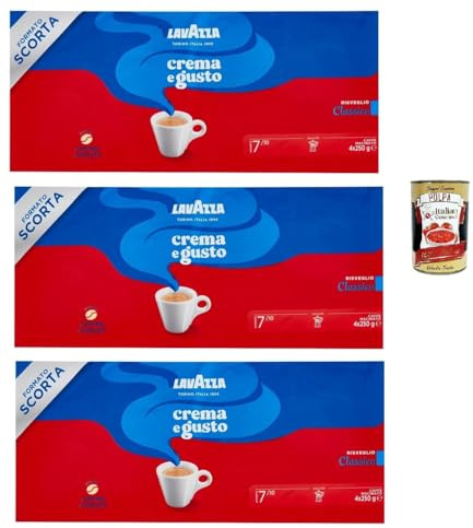 Crema e Gusto Classico, Caffè Macinato, caffe' italiano, Caffè Macinato, Italian Café moulu, convient pour cafetière Moka, Lot de 12x 250 gr + Italian Gourmet polpa