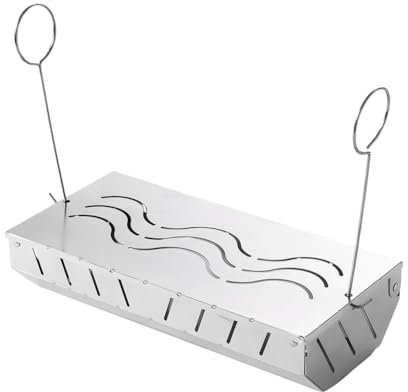 Kissmii Confezione da 2 scatole per affumicatura in acciaio con coperchio ribaltabile, trucioli di legno affumicati per un aroma fumoso