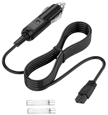 6.5FT/2m 12V Fridge Lead Car Cool Box Power Cable with 15A Fuse Car Refrigerator Extension Cord for Cigarette Lighters
