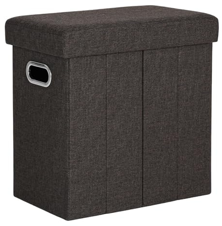 COSYLAND Sitzhocker mit Stauraum - 42 x 27 x 42cm Hocker mit Stauraum - Kleine Klappbare Sitzbank - Fußbank & Aufbewahrungsbox bis 200 kg - für Wohnzimmer, Schokolade