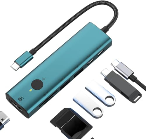 Hub USB Multipuerto Extensor USB 3.0 | Divisor de 7 Puertos 5 Gbps 4K con Función de Pantalla en Reposo para Monitor de Ordenador Portátil y Sobremesa