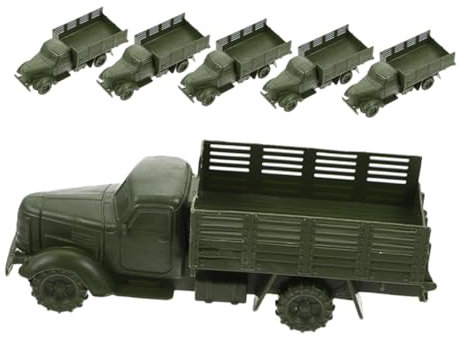 CVUTOVO 6pcs Military Truck Model Toy Vehicle Model Plastic Car Toy Set for Kids Miniature Sand Table Decor Educational
