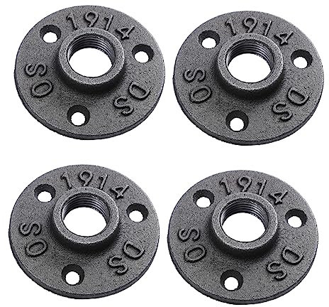 DIYEAH 4pezzi Flange Interne in Ghisa Raccordi Industriali Flange Per Pavimento Base Fissa Per Uso Generico