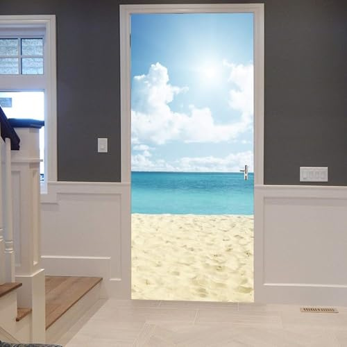 Selbstklebend Türbekleben Strand Meer Türtapete 80x200 cm, TürPoster Strand Türbilder 3D Türaufkleber Dekoration Poster Tapete Türfolie, PVC Fototapete Wandtattoo Tür Tapeten m10226
