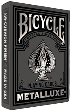 Bicycle Black and Silver Metalluxe Playing Cards – Premium Foil Metalluxe Deck– Classic Poker Size, Collectible Luxury Design, Great for Game Night, Gifting, and Stocking Stuffer