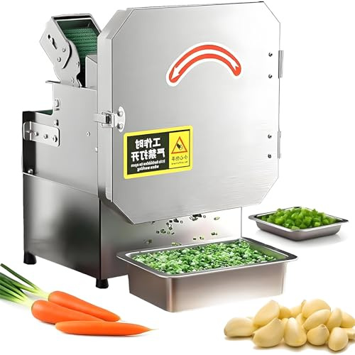 Cortadora De Verduras Eléctrica, Rebanadora De Cebollino Y Cebolleta Comercial, Grosor Ajustable De 1,5 a 3,5 Mm, Puerto De Alimentación De 70 Mm para Hierbas, Chile Y Cebolla