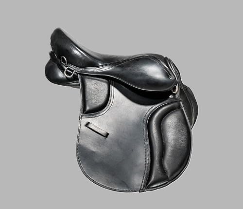 Leather Treeless Pony Saddle Soft Flexible All Purpose Riding Saddle Black Size 15 Inch
