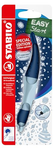 STABILO - Stylo roller - EASYoriginal 3D DreamWorld - Stylo ergonomique pour droitier - Rechargeable - Encre bleu effaçable - Bleu - Blister