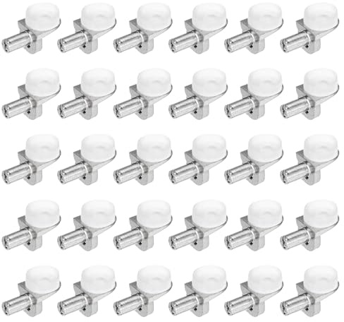 QUARKZMAN 30Stk Regalstifte 5mm (1/5 Zoll) Zinklegierung Verstellbare Kabinenhalter Mit Silikon-Saugnäpfen Für Möbel Bücherregale Kleiderschrank Küchenschrank Silberfarben