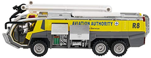 Carrttline 1:32 Airport Fire Truck Fire Engine Electric Die-Cast Engineering Vehicles Car Model Toy with Sound Light Pull Back Gifts,Yellow