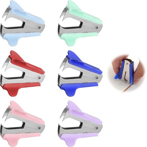 XRVRILE Entklammerer Set 6er Heftklammerentferner Klammerentferner Enthefter Tacker Entferner, Entklammerer Metall Ergonomisch Büro Schule Zuhause, Heftklammern Entferner Komfort Griff Langlebig