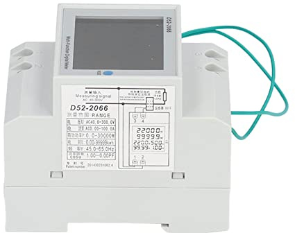 Misuratore di tensione CA, amperometro, voltmetro e wattmetro su guida DIN, 250-450 V, 0-30000 W - Display LCD a colori grandangolare, misura 6 parametri, uso industriale (CA40,0-300,0 V)