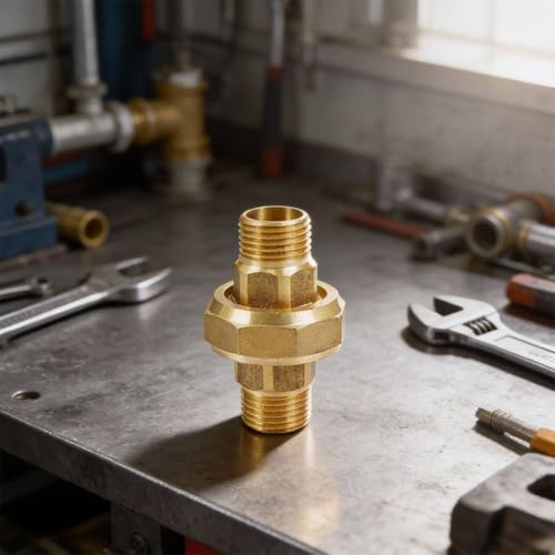 Raccordo per tubo filettato maschio doppio in ottone per sistemi di acqua e riscaldamento con design di tenuta conico per connessioni idrauliche sicure (1)