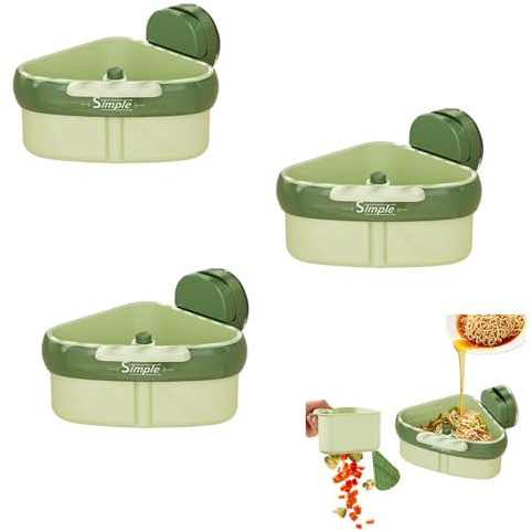 Évier de cuisine, panier de vidange multifonctionnel 2026 avec ventouse, rangement d'angle pour évier, panier filtrant amovible pour évier, organisateur de cuisine (Lot de 3) (B)