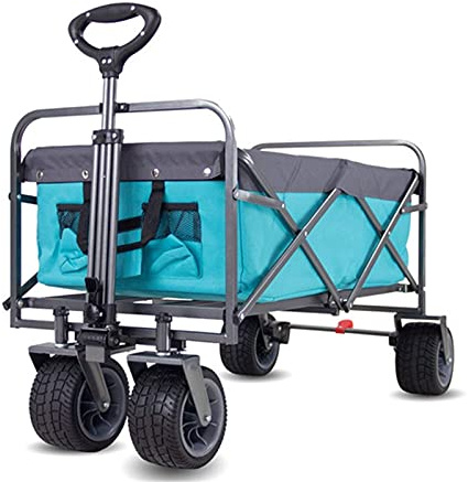 Heavy Duty Garden Trolley Cart, 120KG Load Folding Utility Wagon with Brake Wheels, Portable for Outdoor Gardening