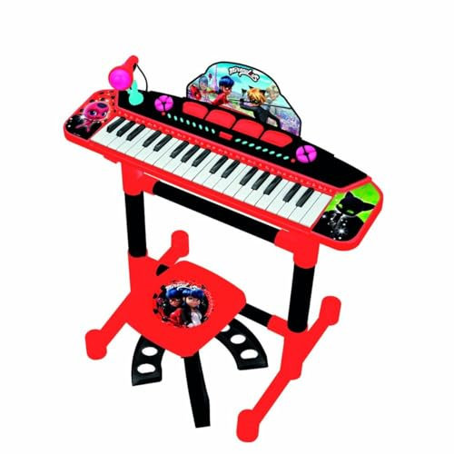 Reig 2686 Miraculous: Tales of Ladybug & Cat Noir Keyboard auf Ständer mit Stuhl, Schwarz