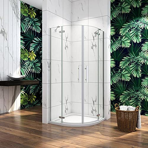 Cabina de ducha semicircular mamparas de baño 6mm cristal templado 90x90cm con plato de ducha, Curva Italiana