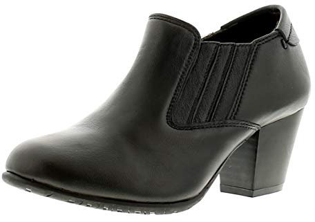 Comfort Plus Slip-On Lucia Leather Womens Court Shoes - Black. Comfortable Womens Boots with Mid Heel. Ankle Boot Ladies Leather Wide Fit Shoes for Women Black 5 UK