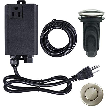 Garbage Disposal Air Switch Kit Sink Top Waste Disposal Long Stainless Steel Brushed Nickel On/Off Air Button Food and Waste Disposals Part by Etoolcity