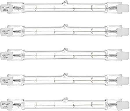 300W Equivalent R7s Linear Halogen Floodlight 4650lm 2700K J118 Security Light Bulb 118mm Length, Dimmable - 5Pack