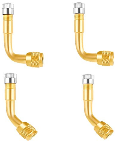 XPOOS 4 Stück Ventilverlängerung, Ventil Verlängerung Kupfer Ventiladapter Winkel Ventilverlängerung Reifenventilverlängerung 90 & 135 Grad Winkelventil für Auto Motorrad Fahrrad Scooter
