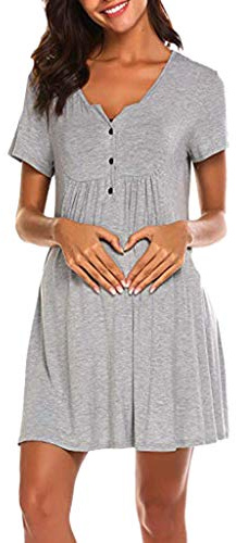 Vuncio Robe Enceinte Maternité Grande Taille Allaitement Vetement Robes Grossesse Dentelle Manche Courte Été Élégant Casual Photographie