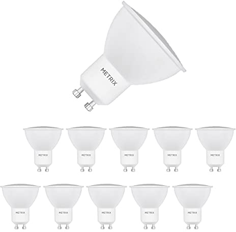 Metrix GU10 400 Lumen LED Warmweiß Energiesparlampe, 5W LED Leuchtmittel, 3000 Kelvin ersetzt 50W Halogenlampen, 38Grad Abstrahlwinkel Glühbirnen, 10 Stück