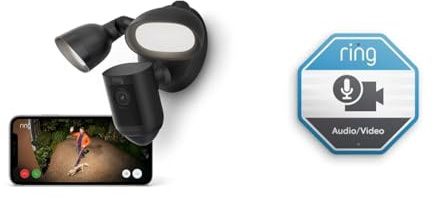 Ring Floodlight Cam Wired Pro | Outdoor Security Camera with 2K Video with Ring Vision, 3D Motion Detection, Bird's Eye View, Siren | 30-day free trial of Ring Home |2 Cameras