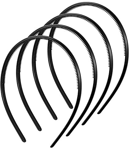 Heyu-Lotus - Set di 4 fasce per capelli, in plastica, stile sportivo, in tinta unita, antiscivolo, per capelli fai da te, per uomini e donne