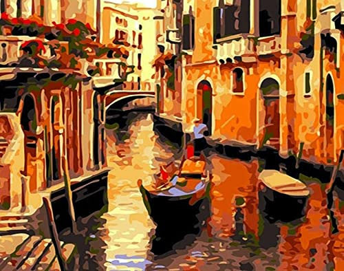 Zdklfm69 Malen nach Zahlen Ölgemälde nach Zahlen Ölgemälde Farbe zum Zeichnen nach Zahlen auf Leinwand Venedig Landschaft Wohnkultur Geschenk 40x50cm