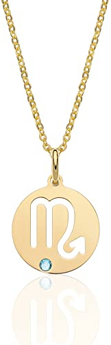 Aka Gioielli® - Collier Zodiaque Scorpion en Argent 925 Plaqué Or avec Pendentif Signe Astrologique Scorpion pour Femme