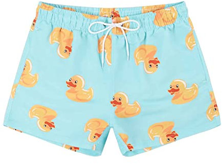 MYJAJAYI Herren-Badeshorts, Kurze Badehose für Herren, 7,6 cm, schnell trocknend, Badeanzüge, Blaue Ente, XXL
