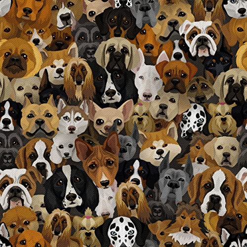 HEKO PANELS Stoff Oxford wasserdicht, Hunde, 1 Meter 155 x 100 cm | Dekostoffe zum Nähen und Handwerken, blickdichte Möbelstoffe, Nähstoffe DIY, als Meterware erhältlich