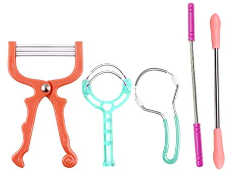 JZK 5 x Gesichtshaarentferner, Werkzeug für Damen und Herren, Federeinfädelwerkzeug für Gesichtshaar/Oberlippe/Augenbrauen, Feder-Gesichtsepilierer, manueller Damen-Fluff-Entferner