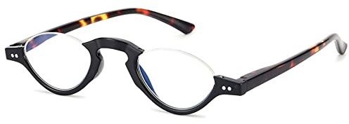 Lanomi Mode Lesebrille Blaulichtfilter Damen Herren Halbrahmen Federscharnier Computer Sehhilfe Lesehilfe Kunststoff Klein Halbmond Brille mit sehstärke