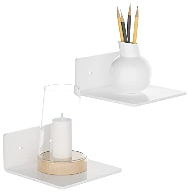 Sezanrpt Ensemble de 2 Étagères Murales en Acrylique Blanc de 15 cm, Étagères Murales de Rangement pour Chambre, Salle de Jeux, Salon, Salle de Bain, Salle à Manger, Bureau, Lot de 2