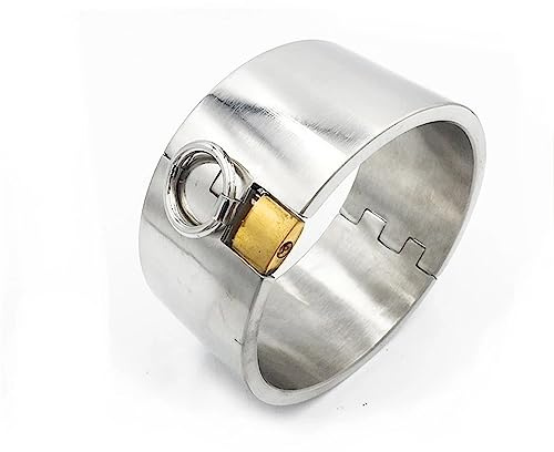 ZTHBYSB Super Schwere Sklaven Kragen Hoch 5cm Sex Halsband, 4 Größen BDSM Bondage Halsfessel O-Ring mit Schloss und Schlüssel Erwachsene Spiele Erotik SM Sexspielzeuge für Paare,Silber,13.6cm