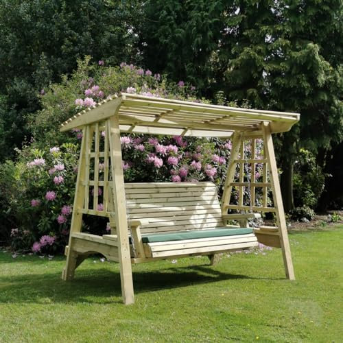 Office Needs Direct Antoinette Outdoor Wooden Garden Patio Swing 3 Seater