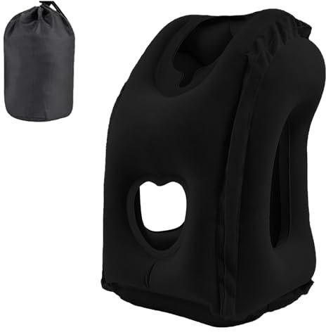 HOMURY Almohada de viaje inflable para el cuello, almohada inflable, almohada de viaje portátil, cojín de apoyo para el cuello, cómodo apoyo para la cabeza y la barbilla para coche, avión, para viajes