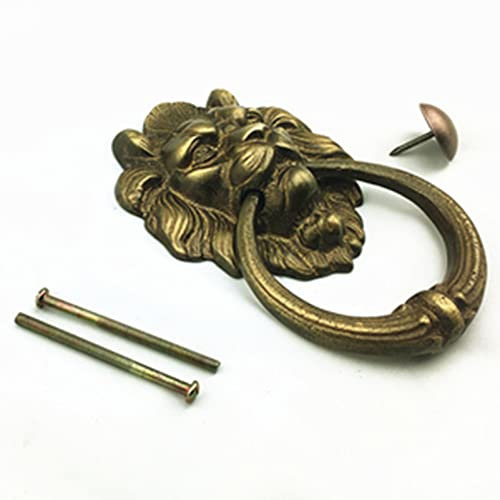 Door Knocker Store Bronzener Löwenkopf-Türklopfer, antiker Tierkopf-Türgriff, Retro-Hofzaun-Holz-Haustürgriff