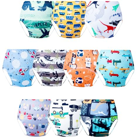 JackLoveBriefs Töpfchen-Trainingshose Töpfchentraining trainingsunterhose Kinder 2-3 Jahre(10 Stück,Farbe: Mehrfarbig, Gr.90)