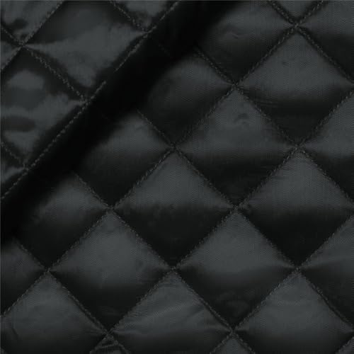 Tessuto Fodera Trapuntata al metro con ovatta Ideale per Abbigliamento, Imbottiture di Giacche e Accessori (NERO 124)