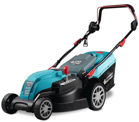 K&S Könner&Söhnen KS 42LM Tagliaerba elettrico 1800 W, Lawn Mower con larghezza di taglio 420 mm, altezza di taglio 25 – 80 mm, tosaerba a 5 posizioni, scatola di raccolta erba 40 l, funzione