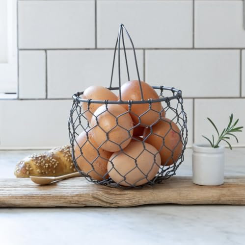 Small Wire Egg Basket with Handle, Black Metal Kitchen Storage Basket, Rustic Metalatic Wire Vegtable Storage Basket, Kitchen Accessories Storage